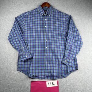 Vineyard Vines Whale Shirt Medium Colorful Tattersall Check Preppy Casual Mens